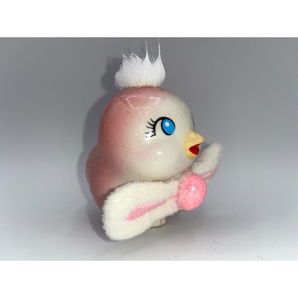 Vintage Pink Love Bird Glitter Mohawk Easter Bunny Ears Bow Tie Price OMG OOAK - Picture 4 of 16